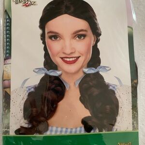 Spirit Dark Brown Braided Wig with Blue Ribbons